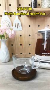 SUNATUR Electric Glass Kettles 220V Multifunction Health Pot Milk Fruit Tea Coffee Water 800W 24-hour Heat Preservation