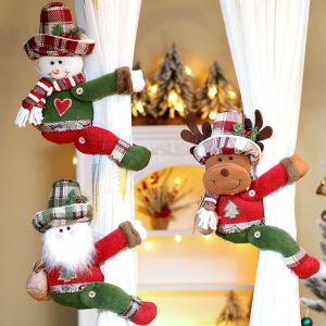 HOUCHU Elk Santa Claus Curtain Tieback Kawaii Snowman Cartoon Curtain Buckle Creative Decoration Christmas Curtain Ties Fixed Curtain