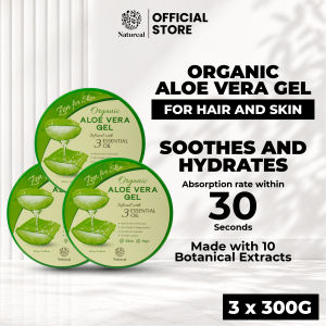 [BUNDLE OF 3] Natureal Organic Aloe Vera Gel with Essential Oil for Aromatherapy - Suitable for Hair and Skin (Sensitive Skin Friendly)