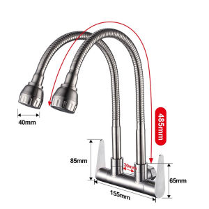 SUS304 Kran Angsa Tarik Keran Air Wastafel 2 Mode Kran Cuci Piring Fleksibel Panas Dan Dingin