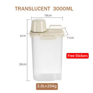 3L Pet Food Storage Dispenser Airtight Dry Food Container Cat Food Storage Box with Pouring Spout Bekas Makanan Kucing 储粮罐