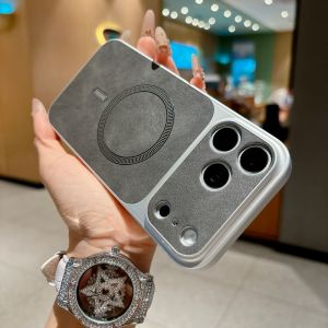 Luxury Retro Cowhide Leather Shockproof Magnetic For Magsafe Case For iPhone 17 16 15 14 13 Pro Max Wireless Charging Hard Cover