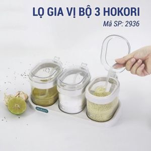 Bộ 3 Hũ Đựng Gia Vị Hokori Việt Nhật Kèm Thìa – Nhựa PP An Toàn Nắp Đậy Kín Gọn Gàng Nhà Bếp