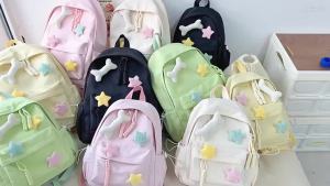 2024 กระเป๋าเป้สะพายหลังรูปดาวห้าแฉกน่ารักเรียบง่ายและหลากหลายใหม่สำหรับนักเรียนมัธยมต้นและมัธยมปลาย HOT