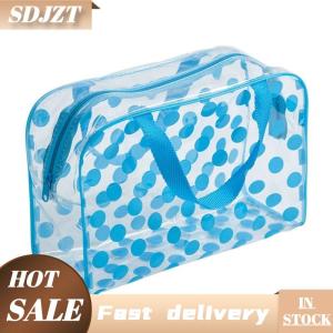 SDJZT Trong suốt Polka Dot của phụ nữ trang điểm túi không thấm nước PVC mỹ phẩm Túi xách tay phụ nữ lưu trữ túi đồ vệ sinh nữ rửa Túi