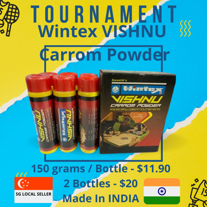(SG LOCAL SELLER FAST DELIVERY) CARROM POWDER WINTEX VISHNU 150G TOURNAMENT SMOOTH SILKY MADE IN INDIA