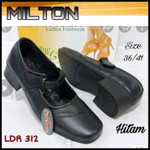 Sepatu Pantofel Hak Wanita Paskibra Kantor Sekolah Kerja Milton LDR Heels Wedges Hitam Tinggi 3 cm