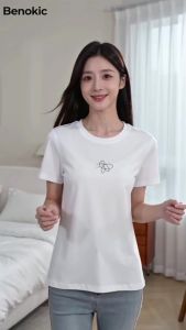 ✅ Womens T-shirts 100% original two-sided floral printing pattern Korean style cotton tshirt .C