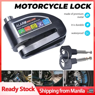 Heavy Duty motorcycle/bike lock anti theft disc lock for motorcycle motor bike lock with with alarm systerm water proof （Black）