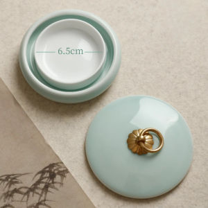 Ceramic Palette with Lid Chinese Calligraphy Ink Disk Easy Clean Anti-Drying Moisturizing Paint Artists Art Supplies