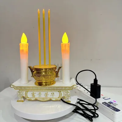 ชุดเทียนไฟ LED ปลอมแบบปรับแสง พร้อมปลั๊กไฟและอินเทอร์เฟซ USB ความยาวสายไฟ 1.5 เมตร