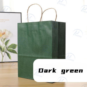 Brown/Red/Green Cowhide Paper Bags Birthday Gift Bag With Twisted Handle Paper Bag Wedding Party Gift Bag Takeaway Wrapping Paper Bag