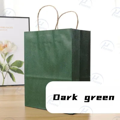Brown/Red/Green Kraft Paper Bag with Twine Twisted Handle Paper Bags Wedding Gift Bag Birthday Gift Takeaway Packaging Bag