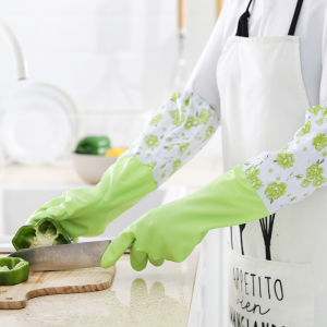 【Thickened】Durable Long Sleeved Rubber Gloves Waterproof Oil-resistant Dishwashing Hand Gloves for Women Long Sleeve Multi-use Washing Clothes Kitchen Dishwashing Housework Cleaning Tools Household Protect Gloves