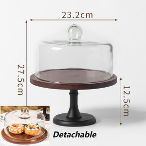 Wooden Cake Stand With Cover Dessert Pizza Cupcake Display Birthday Wedding Party Home Decor Food Tray 17/23/27/29CM