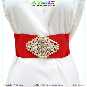 Auroraworld Belt OBI Elastis Big Size LP 100 - 150cm Super Mewah Ikat Pinggang Wanita Karet Plus Size Gesper Obi Fashion XXL-XXXL cocok dipadukan dengan Dres Tunik Gamis Kebaya OB-31A