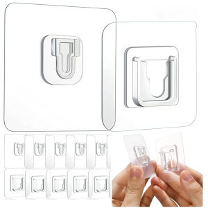 10Pcs Double Sided Adhesive Wall Hooks Hanger Waterproof Transparent Suction Cup Storage Hook for Kitchen Bathroom