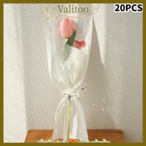 [Valitoo] 20pcs รักโปร่งใสกุหลาบบรรจุภัณฑ์ถุงดอกไม้ช่อพลาสติกช่อเดียวห่อกระดาษหนึ่งตรงถุงดอกไม้บรรจุภัณฑ์