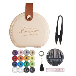 PU Leather Hand Sewing Kit Portable Sewing Set DIY Poke Embroidery Kit Sewing Supplies for Travel Sewing Repair Kit
