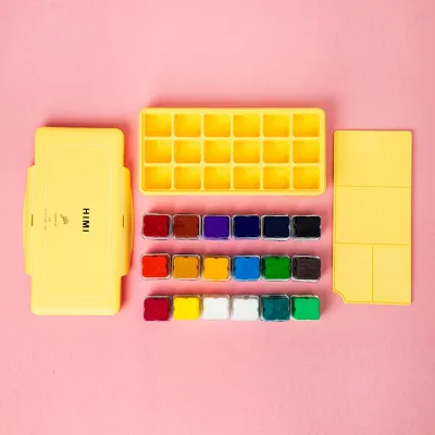 Miya Gouache Paint Set 18 Colors x 30ml Unique Jelly Cup Design Portable Case with Palette for Artists Students Gouache Opaque Watercolor Painting