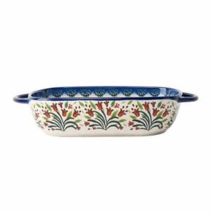 XYAX Có tay cầm Khay nướng gốm sứ Hình chữ nhật Tai đôi Bát Salad Trái Cây Món mì Ý kèm thịt bò bít tết Đa năng Bát súp An toàn với lò vi sóng
