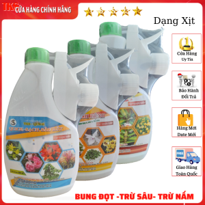 Bộ 3 Chai Phân Bón Lá Cao Cấp Dạng Xịt Trừ Nấm Bệnh Nhện Đỏ Bọ Trĩ  Và Dưỡng Cây Bung Đọt - Chai 500ml