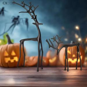 CX🎄💓💥 Giáng sinh trang trí màu đen Tuần Lộc tượng hiện đại hợp kim Xmas bức tượng thanh lịch trong nhà kỳ nghỉ trang trí bảng centerpieces Xmas