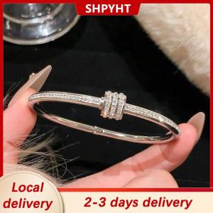 [COD] SHPYHT Local delivery Ship within 24 hours Light Luxury High-End Micro-Inlaid Full Diamond Bracelet Female Fashion Simple Titanium Steel Non-Fade Bracelet All-Match
