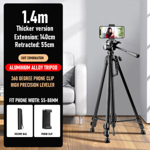 SOMITA Tripod ST-666 Portable Aluminum DSLR Camera Stand Vlogging Ringlight Holder With Phone Clip And Bag Camera Tripod