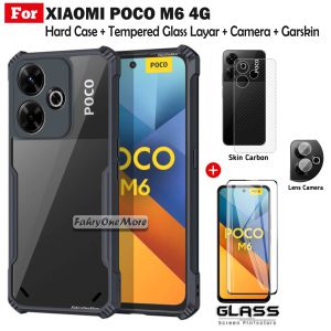 4in1 Case Xiaomi Poco M6 4G Shockproof Free Anti Gores Layar Camera Dan Garskin Handphone