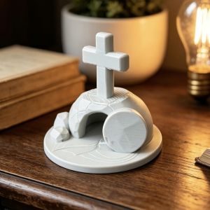 SIMPL Monochrome Empty Tomb Decoration 3D Printed Creative Jesuses Resurrected Tomb Decorative Plastic Cross Easter Ornament Home Decoration