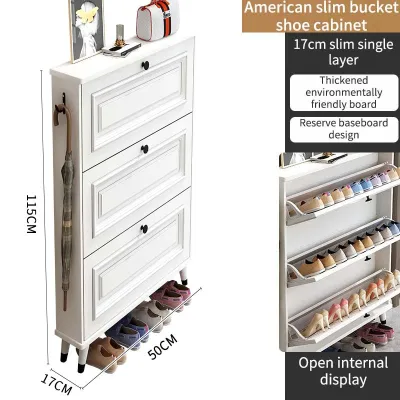 Shoe Rack Organizer Shoe Cabinet Shoe Rack French Style Ultra-Thin Flip Home Door Exterior Corridor New Indoor Entry Simple Shoe Rack