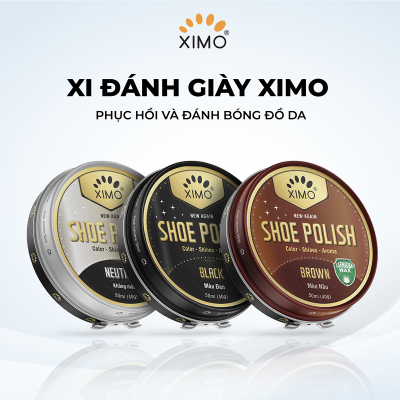 Xi đánh giày XIMO Shoe Polish dạng sáp, Làm bóng, Không màu,  Màu đen, Màu nâu cho đồ da 50ml XI08
