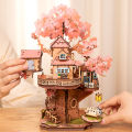 ROBOTIME Rolife Sakura Tree House DIY 3D Wooden Puzzle Model Toys Games Girls Adult Birthdays Gifts. 