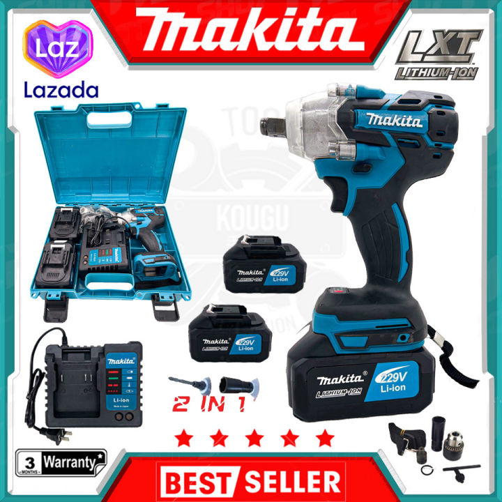 MAKITA บล็อกไร้สาย 229V แปลงเป็นสว่านได้ แบต Li-ion 2 ก้อน พร้อมชุด ...