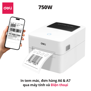 Máy In Nhiệt Deli Khổ A6 A7 Cao Cấp Chính Hãng Dạng Hộp Máy In Đơn Hàng Minicode Phiếu Gửi Logo Decal Tự Dán Bảo Hành 12 Tháng Máy In Nhiệt Tự Dính Cho Nhà Bán Hàng Đầu In Công Nghệ Nhật Bản
