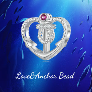 BAMOER Hạt Charm Hình Mỏ Neo & Tình Yêu Bằng Bạc Sterling 925 Cho Nữ Làm Vòng Tay Trang Sức Thời Trang Tự Làm BSC773