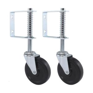2pcs 4Inch Portable Sturdy Spring Loaded Swivels Castors Wheel for Wood Gate and Fence 100kg Capacity Per Castors