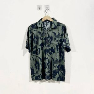 Kemeja Pria Abstrak Vintage Casual Lengan Pendek Retro Bahan Rayon Viscos Adem Kemeja Hawaii Murah