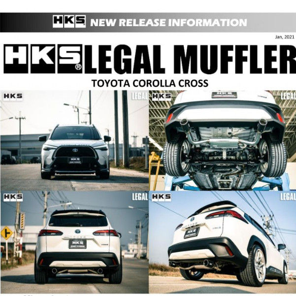 ท่อไอเสีย hks exhaust muffler  ตรงรุ่น toyota corolla Cross ออก 2 ข้าง ปลาย Carbon เครื่อง 2ZR ท่อ Stanless Steel