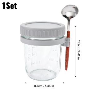350ml Oatmeal Jar Breakfast Cups - Portable Yogurt Cup Container with Lid and Spoon - Breakfast Cup - Overnight Oats Cup - Airtight Salads Cereal Jar
