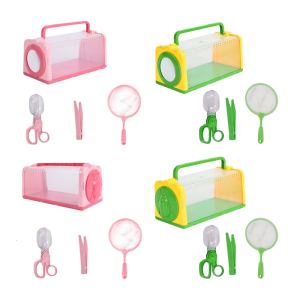 Kids Insect Catching Kits Box with Tweezers and Catching Net Nature Observation Insect Container for Classroom Learning