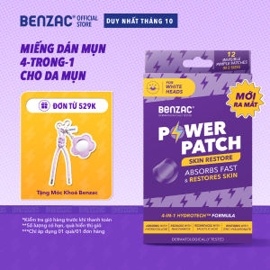 Combo 2 x 12 Miếng dán mụn Benzac Power Patch Skin Restore giúp giảm mụn mủphục hồi dành cho mụn mủ có nhân
