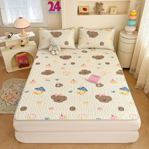 【Super low price】Floral Print Natural Latex Summer Cooling Mat Ice Silk Cool Touch Single Double Mattress Pad Soft Breathable Summer Mat for Bed