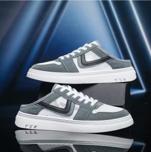 Mesh half-slip sneakers breathable half-slip casual shoes trendy half-slip sports shoes mesh breathable half-slip sneakers Contrast color heelless sneakers