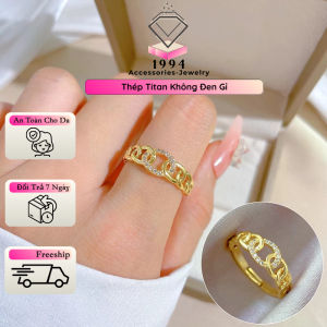 Kèm hộp - Nhân Titan Cao Cấp Hở Mạ Vàng Đính Đá Zircon Không Đen Gỉ Dạng Móc Xích