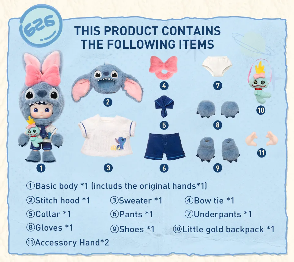 POP MART HACIPUPU STITCH 1/8 Action Figure Popmart Multicolor