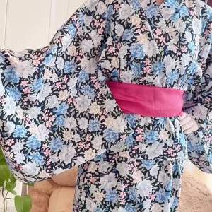 Womens Japanese Yukata 2-Piece Set Cotton Summer Kimono Robe with Obi Belt New Style for Fireworks Festival Hanabi Party