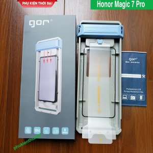Cường lực Gor Honor Magic 7 Pro / 8 Pro / Magic 7 RSR full màn cong 3D kèm khung hỗ trợ dán trơn mượt
