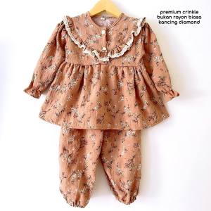 Set crinkle mewah baju celana pakaian anak bayi perempuan cewek lucu murah terlaris cod berkualitas owen baby shop AYAKA EMI KEIKO ADINA POPPY AMELIA DARCY FUJI